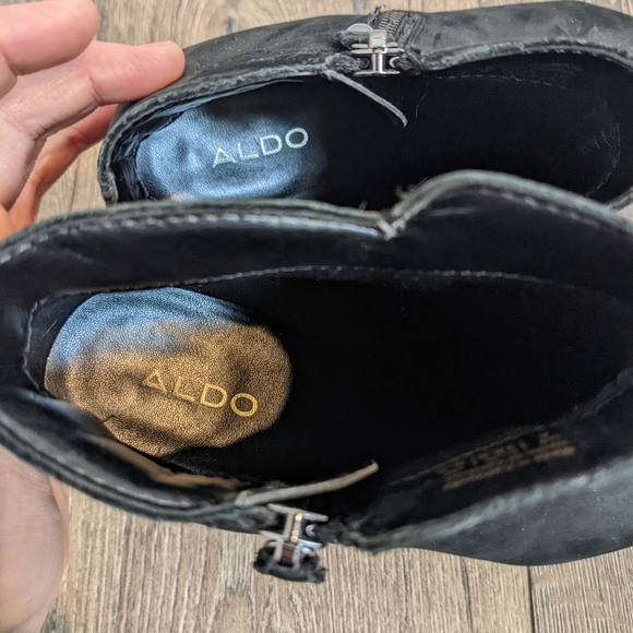 Aldo Black Suede Leather Heeled Boot Booties Shoes Size 8 - Picture 5 of 8